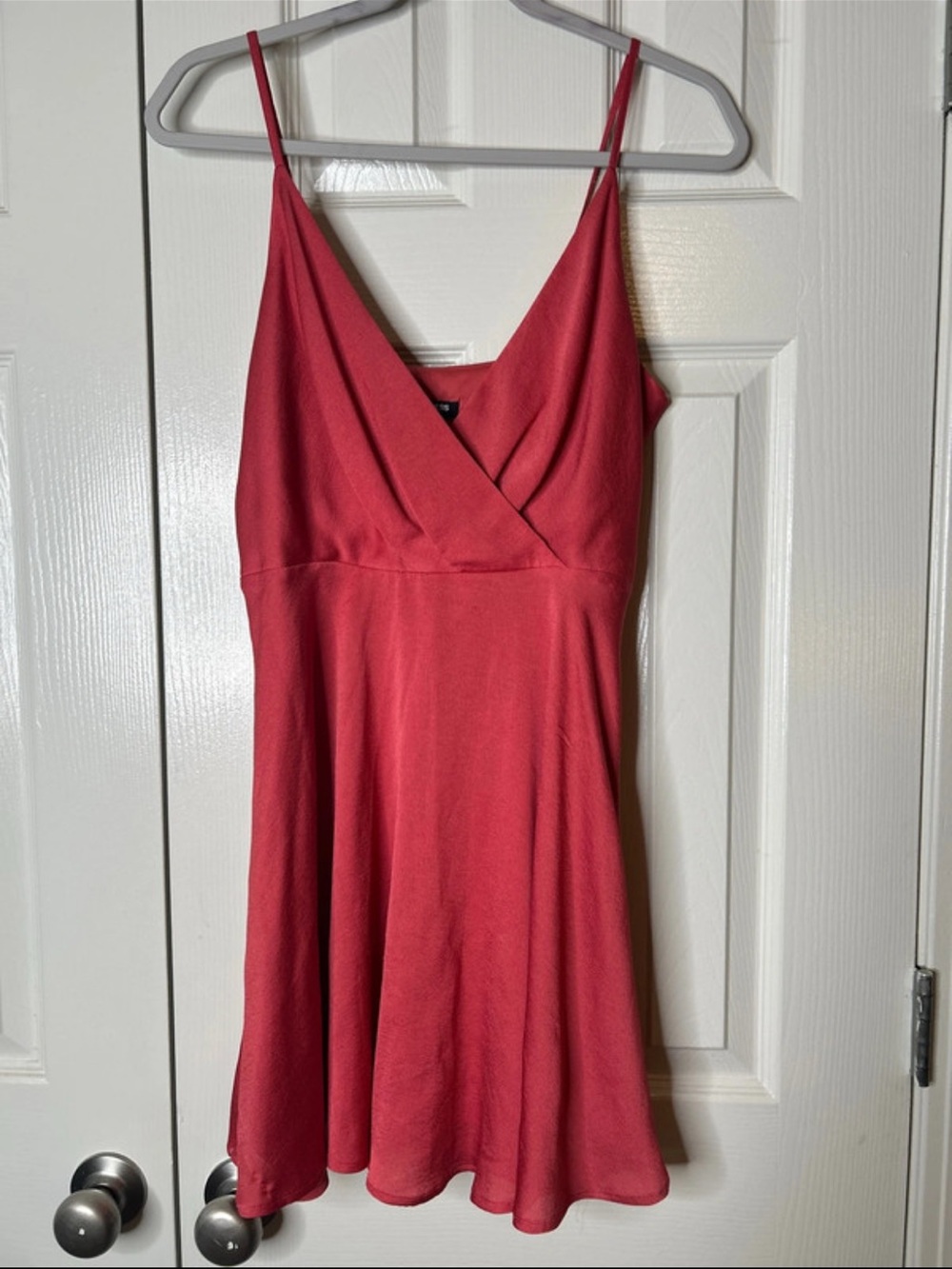 Express Coral V-Neck Spaghetti Strap Mini Dress
